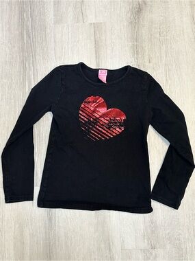 Kids - 3 for $10 - Black Long-Sleeve Top with Red Heart Graphic